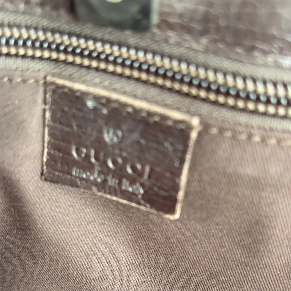 Gucci Beige Monogram Canvas Tote with Dark Brown Leather Accent - Picture 7 of 7